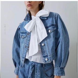 Zara denim jacket with balloon sleevees